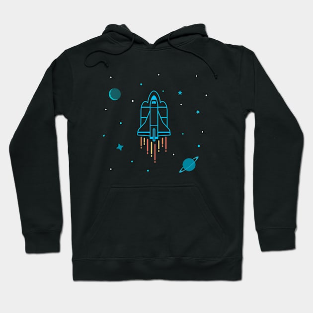 Space Ship In Outer Space T-Shirt Hoodie by happinessinatee